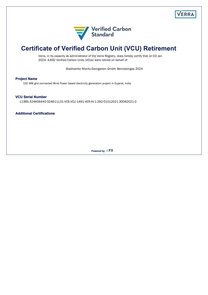 Certificate of Verified Carbon Unit (VCU) Retirement 2024