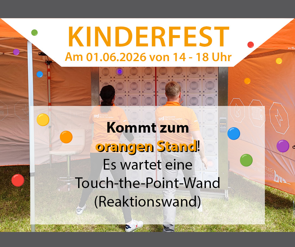 Bild zeigt eine Reaktionswand mit dem Text: Kinderfest am 1.6.2026 von 14 bis 18 Uhr.